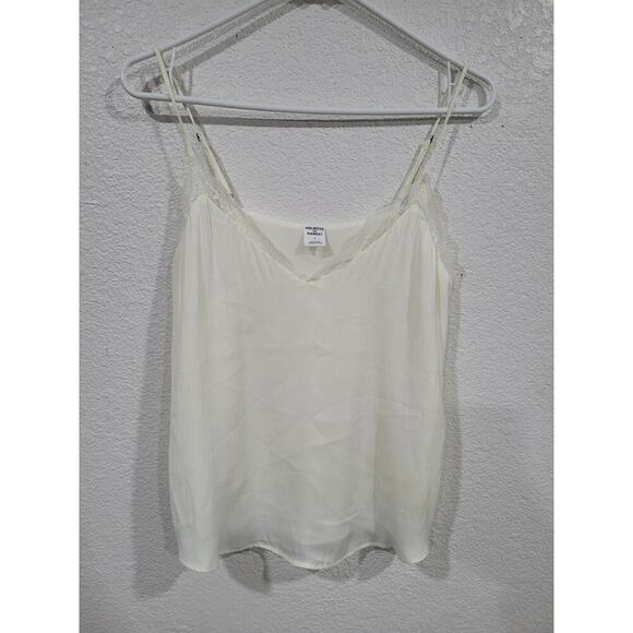 Melrose AND‎ Market Women's White Satin Tank Top S Lace Adjustable Straps #15 - Picture 1 of 4